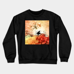 Wonderful flowers with piano and key notes Crewneck Sweatshirt